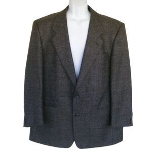 YVES SAINT LAURENT Blazer, 44R, 2 buttons, Black/Grey Flecked, Worsted Wool